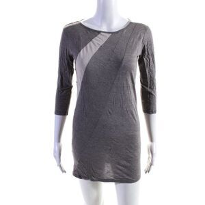 Sally Tseng Womens 3/4 Sleeve Color Block Jersey Sheath Dress Taupe Size Small